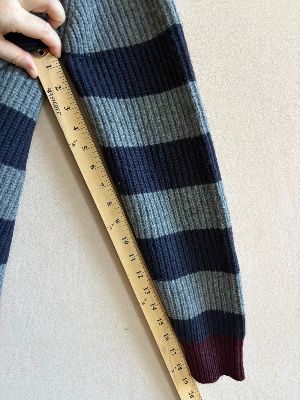 Roberto Collina Men’s Italy Striped Ribbed Wool Knit Zip Cardigan size 48 or M
